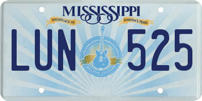 MS license plate LUN525