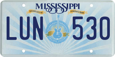 MS license plate LUN530