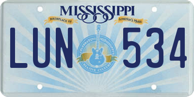 MS license plate LUN534