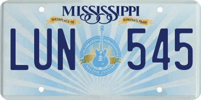 MS license plate LUN545