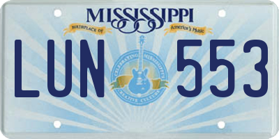 MS license plate LUN553
