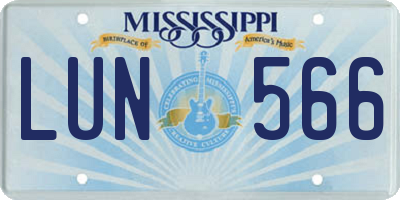 MS license plate LUN566
