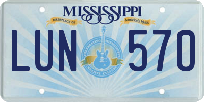MS license plate LUN570