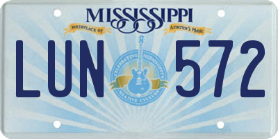 MS license plate LUN572