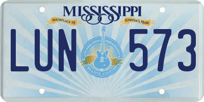 MS license plate LUN573