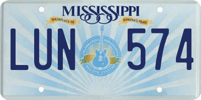 MS license plate LUN574