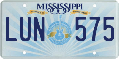 MS license plate LUN575