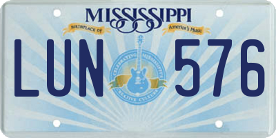 MS license plate LUN576