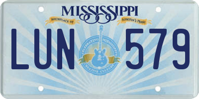 MS license plate LUN579