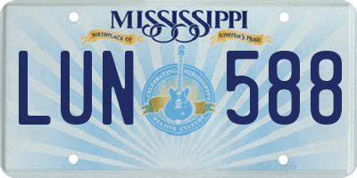 MS license plate LUN588