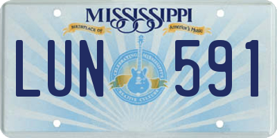 MS license plate LUN591