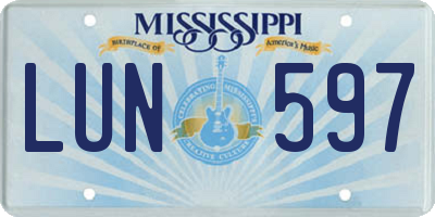 MS license plate LUN597