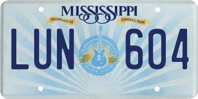 MS license plate LUN604