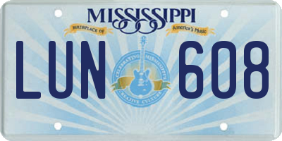 MS license plate LUN608