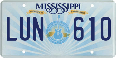 MS license plate LUN610