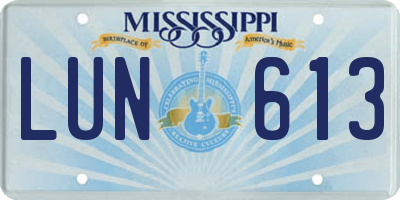 MS license plate LUN613