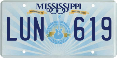 MS license plate LUN619