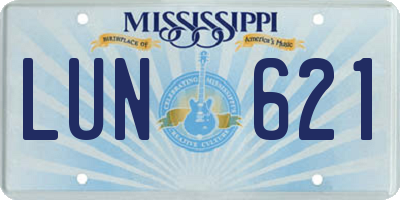 MS license plate LUN621