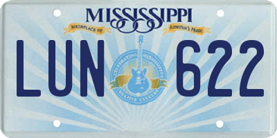 MS license plate LUN622