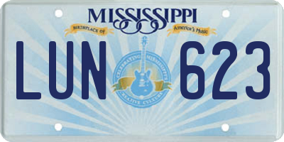 MS license plate LUN623