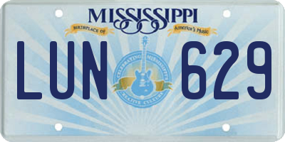 MS license plate LUN629