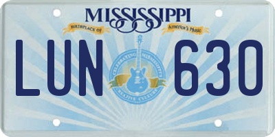 MS license plate LUN630