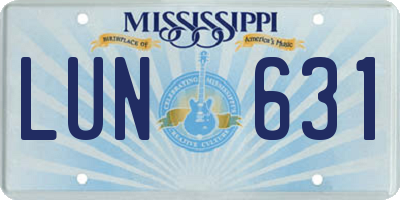 MS license plate LUN631