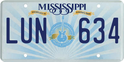 MS license plate LUN634