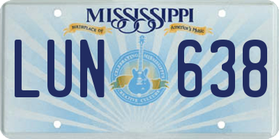 MS license plate LUN638