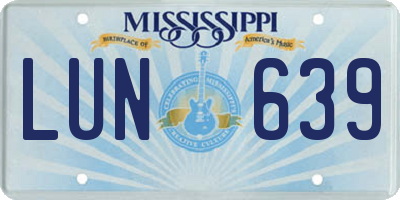 MS license plate LUN639