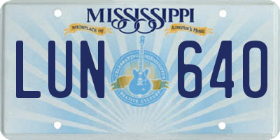MS license plate LUN640