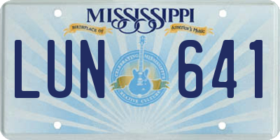 MS license plate LUN641