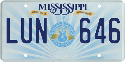 MS license plate LUN646