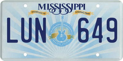 MS license plate LUN649