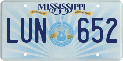MS license plate LUN652