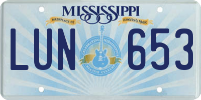 MS license plate LUN653