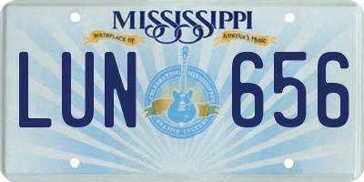 MS license plate LUN656