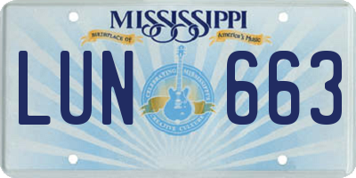 MS license plate LUN663