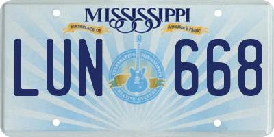 MS license plate LUN668