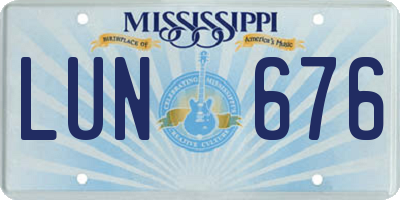 MS license plate LUN676