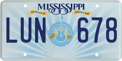 MS license plate LUN678