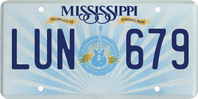 MS license plate LUN679