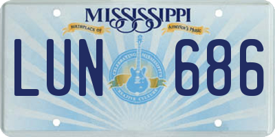 MS license plate LUN686