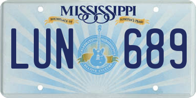 MS license plate LUN689