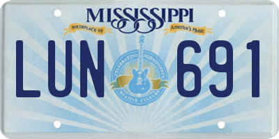 MS license plate LUN691