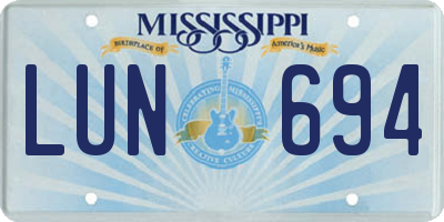 MS license plate LUN694