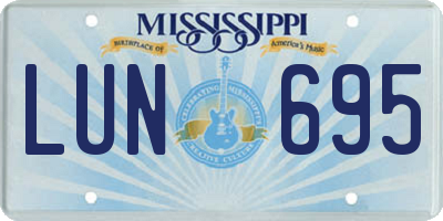 MS license plate LUN695