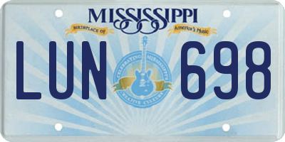 MS license plate LUN698