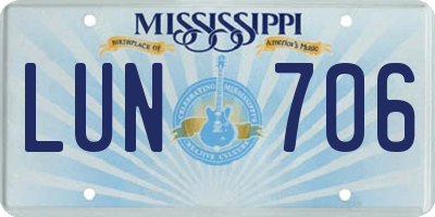 MS license plate LUN706