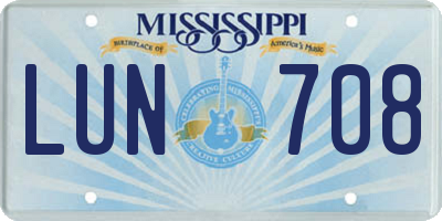 MS license plate LUN708